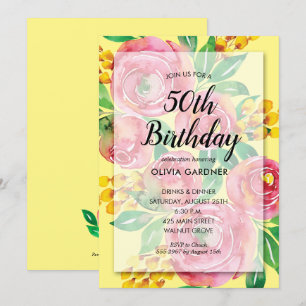 Invitations florales roses vives