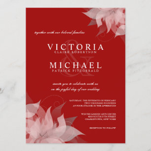Invitations florales rouges et blanches de terre