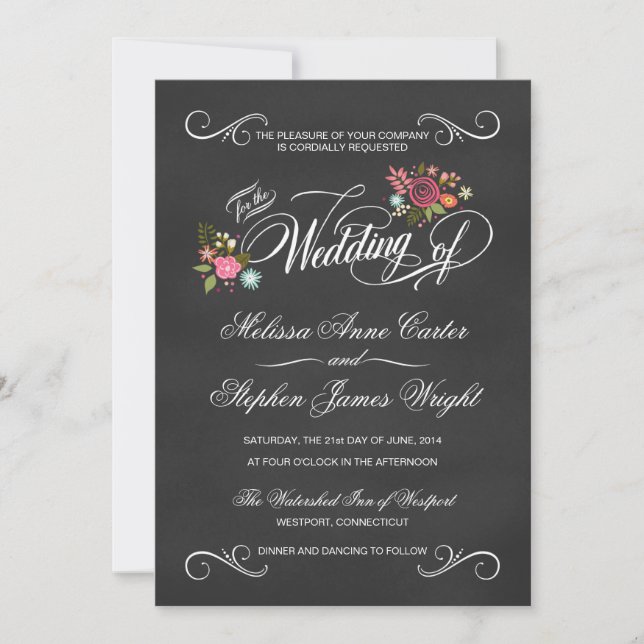Invitations florales rustiques de mariage de (Devant)