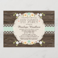 INVITATIONS FLORALES RUSTIQUES EN BON ÉTAT DE BABY