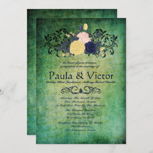 Invitations florales vertes rustiques de mariage