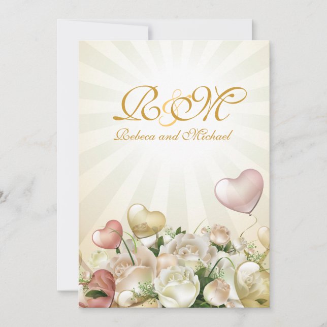 Invitations floraux élégants de mariage (Devant)