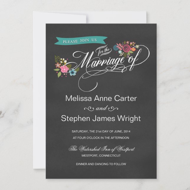 Invitations floraux rustiques de mariage de (Devant)
