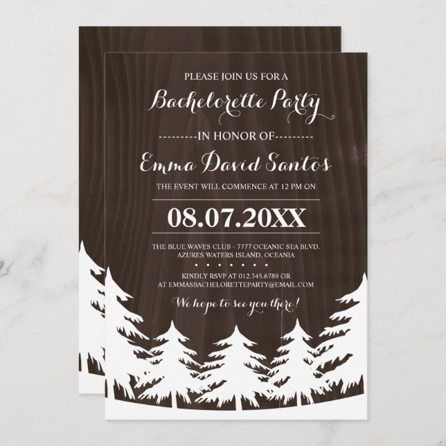 Invitations foncés de partie de Bachelorette de (Devant / Derrière)