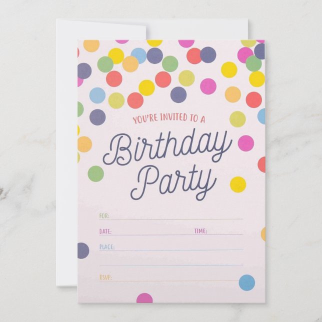  Invitations for Birthday Party (Devant)