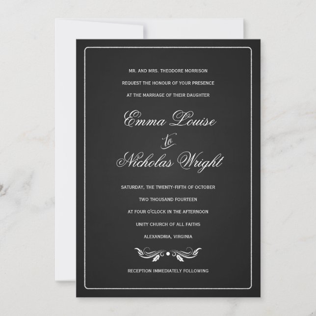 Invitations formelles de mariage de typographie de (Devant)