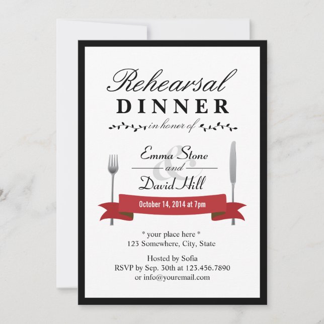 Invitations formelles pour le dîner de répétition  (Devant)