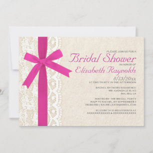 Invitations fuchsia de Fête de la mariée d'arc et