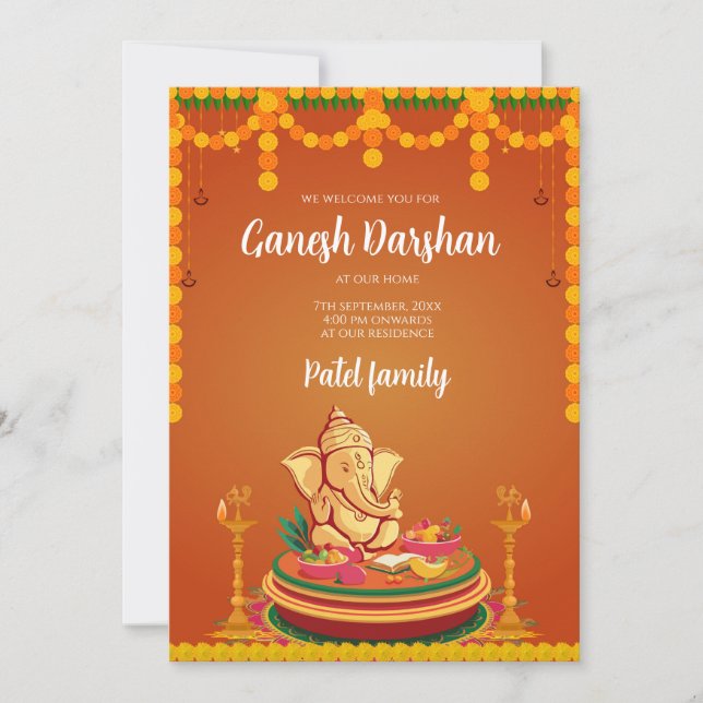 Invitations Ganesh Invitations numériques Ganpati  (Devant)