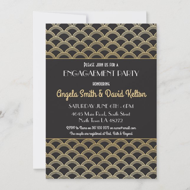 invitations Gatsby de fiançailles d'art déco des (Devant)