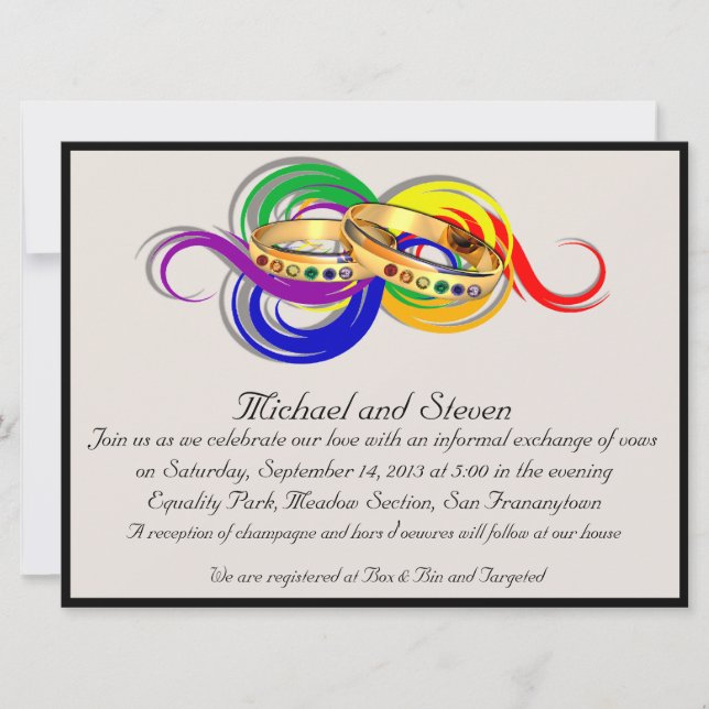 Invitations Gay Wedding Personnalisées, Non Formel (Devant)