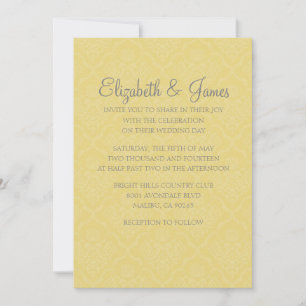 Invitations Gold Mariage damassé personnalisées