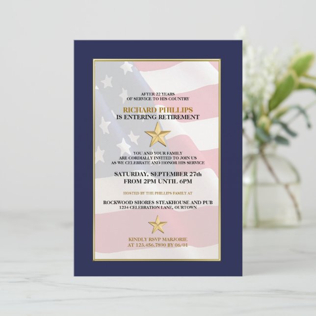 Invitations Gold Star Military Retirement Party (Debout devant)