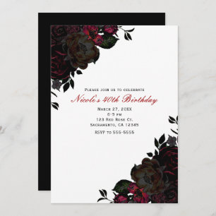 Invitations gothiques florales de fleurs rouge