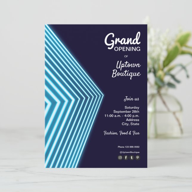 Invitations Grand Ouverture Blue Neon (Debout devant)