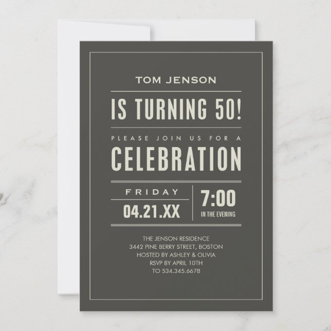 Invitations grand type 50e anniversaire (Devant)