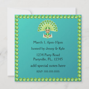 Invitations Green Peacock Lady Carnaval