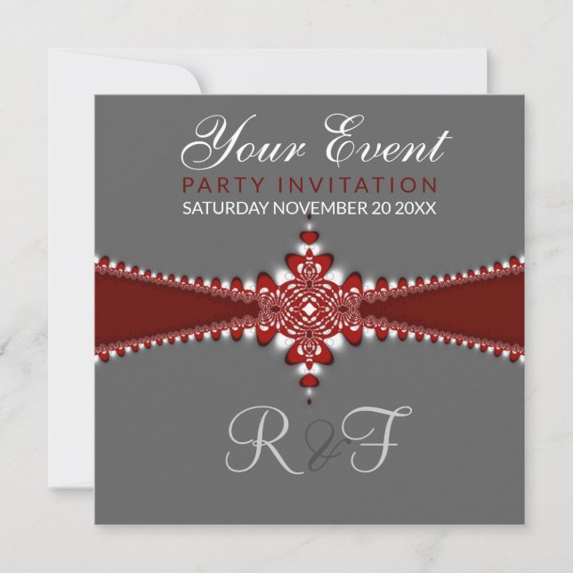 Invitations Grey Red Royale (Devant)