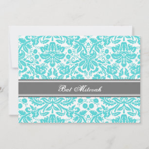 Invitations grises de bat mitzvah de damassé