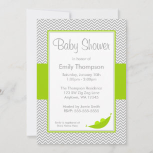 Invitations grises vertes de baby shower de cosse