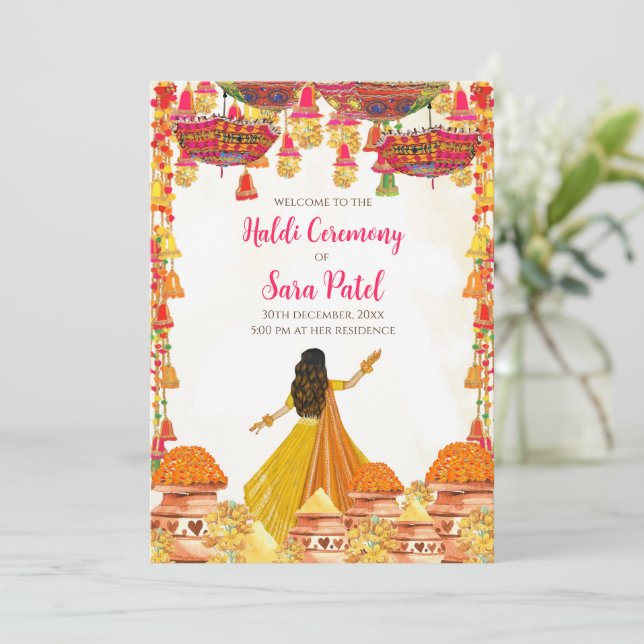 Invitations haldi et invitations haldi Mariage hin (Debout devant)
