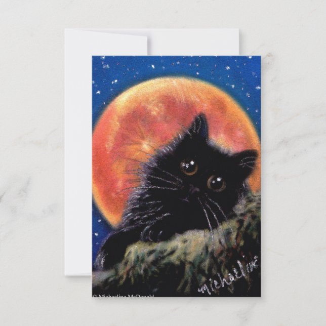 Invitations Halloween Chat Noir Muggin Moon (Devant)