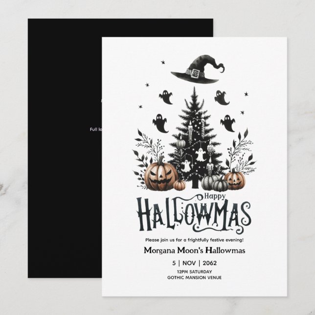 Invitations Hallowmas Halloween Christmas Mashup (Devant / Derrière)