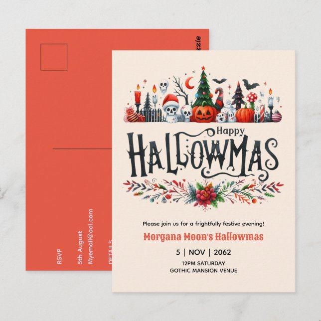 Invitations Hallowmas Halloween Christmas Mashup (Devant / Derrière)