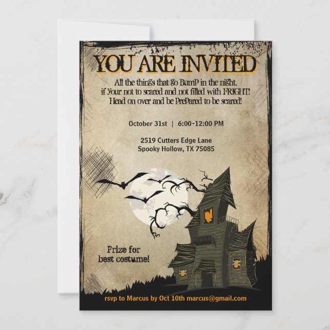 Invitations hantées à la House Party d'Halloween (Devant)