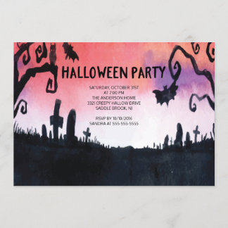 Invitations hantées de partie de Halloween de