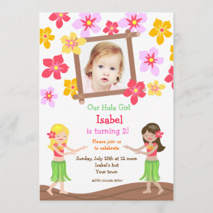 Invitations hawaïennes d'anniversaire de photo de