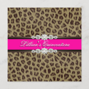 Invitations Hot Pink Leopard Quinceanera