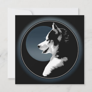 Invitations Husky personnalisées carte Husky Sibér