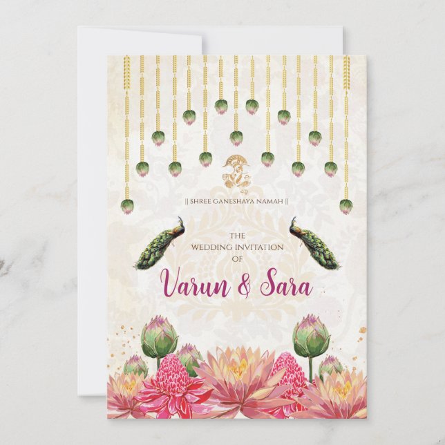 Invitations indiennes & invitation de mariage hind (Devant)