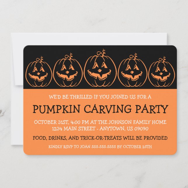 Invitations Jack O'Lantern Silhouette Halloween (Devant)