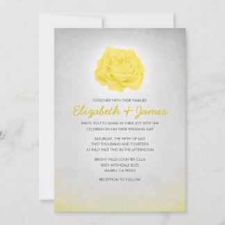 Invitations jaunes florales à la mode de mariage