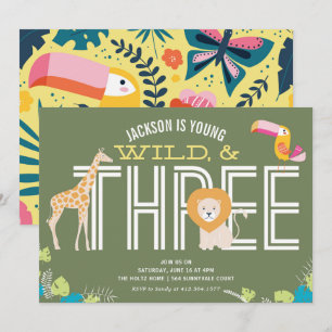 Invitations jeunes, sauvages, et trois de garçon