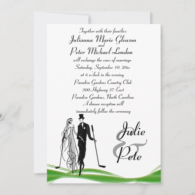 Invitations jouantes au golf lunatiques de mariage (Devant)