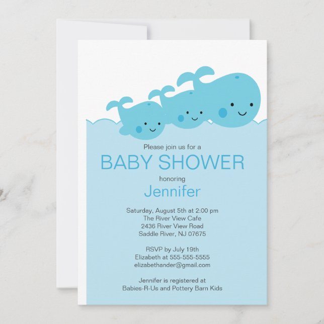 Invitations jumelles de baby shower de baleines de (Devant)