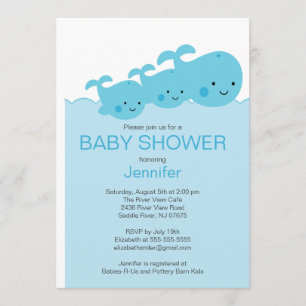 Invitations jumelles de baby shower de baleines de