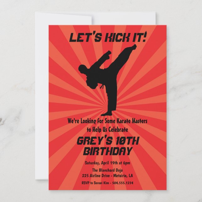 Invitations Karate, Invitations Dojo (Devant)