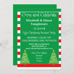 Invitations laides de partie de chandail de Noël