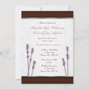 Invitations Lavender et Brown Grey Mariage damassé