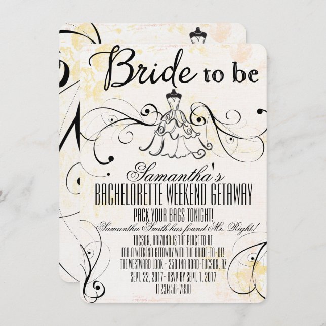 Invitations LBD Bachelorette Getaway (Devant / Derrière)