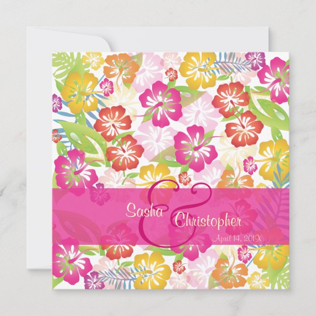 Invitations Leis/Luau/hibiscusWedding (Devant)