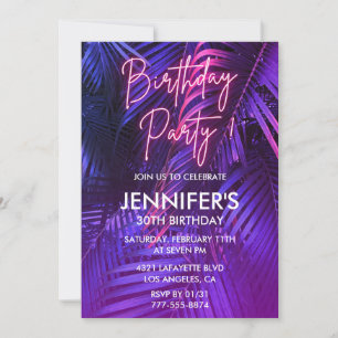 Invitations Luau 30e anniversaire Pink Neon Tropic