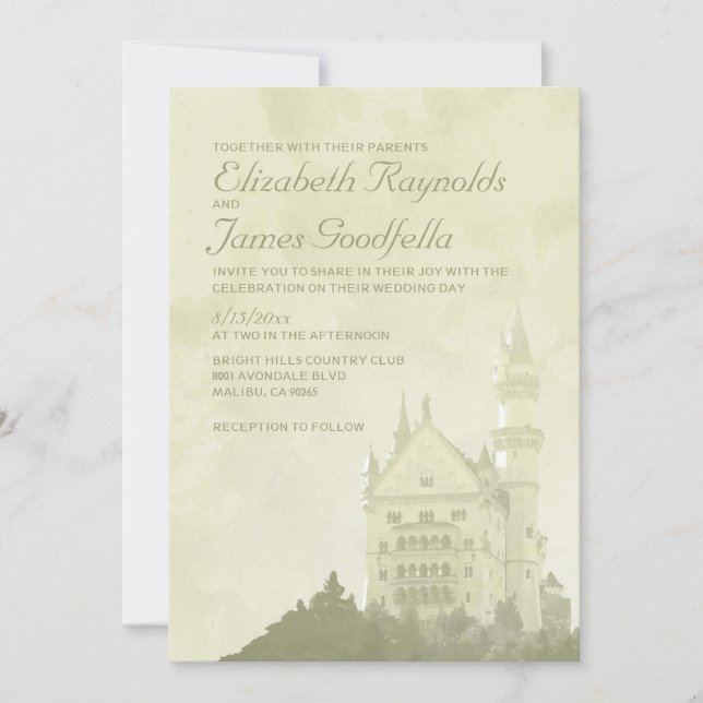 Invitations lunatiques de mariage de château de (Devant)