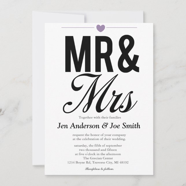 Invitations M. & Mme | MARIAGE (Devant)