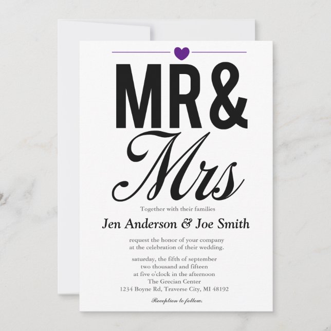 Invitations M. & Mme | MARIAGE (Devant)