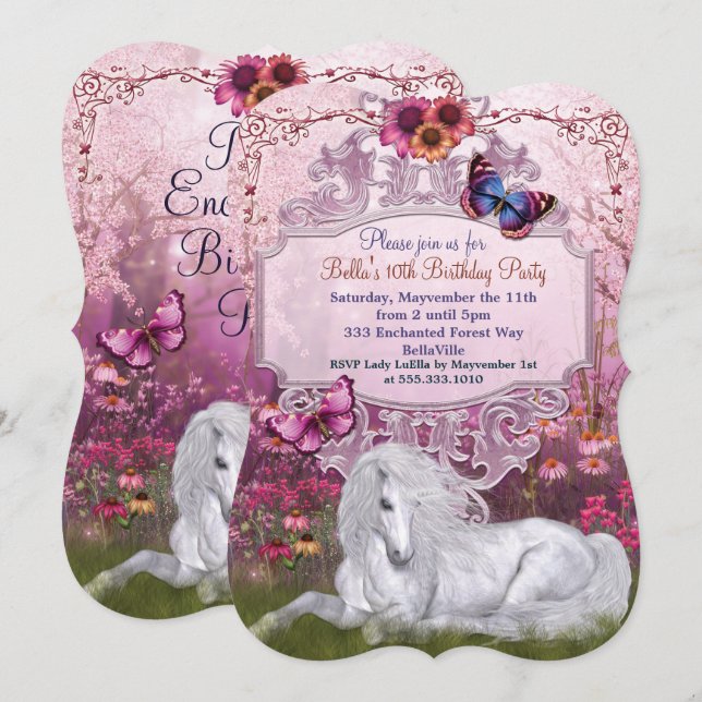 Invitations magiques à la fête d'anniversaire de l (Devant / Derrière)